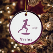 Paars meisje Skater Skater Kinder naam Cute &  Keramisch Ornament