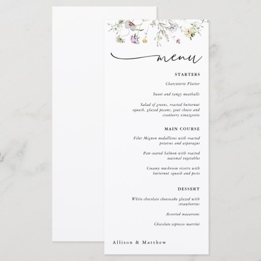 Paars menu Afzonderlijke bloem (Voorkant / Achterkant)