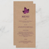 Paars menu van de Monogrammen van de Burlap (Voorkant / Achterkant)