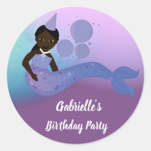 Paars-Mermaid Birthday Sticker uit Afrika