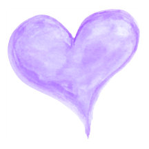 Paars met de hand geschilderd aquarel hart