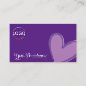 Paars met een prachtig Lila hart en Logo Modern Visitekaartje (Voorkant)
