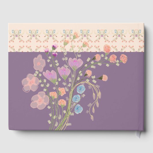 Paars met flora gepatterd gastenboek (Achterkant)