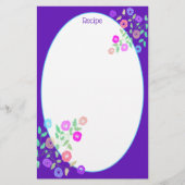 Paars met Floral Kunst Briefpapier (Voorkant)