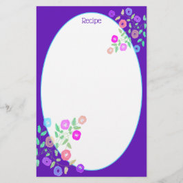 Paars met Floral Kunst Briefpapier