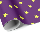 Paars met gele sterren cadeaupapier (Rol Hoek)