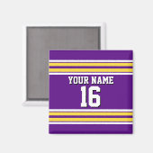 Paars met Gele Witte Stripes Team Jersey Magneet (Voorkant / Achterkant)