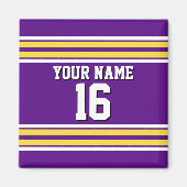 Paars met Gele Witte Stripes Team Jersey Magneet (Voorkant)