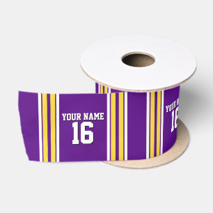 Paars met Gele Witte Stripes Team Jersey Satijnen Lint