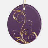 Paars met  gouden zirls kerstversiering keramisch ornament (Links)
