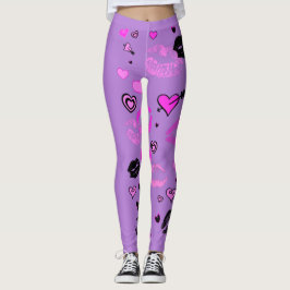 Paars met hart en nieren leggings