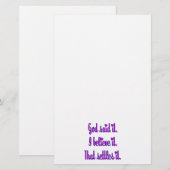 Paars met Harten God Zei Het Briefpapier (Voorkant / Achterkant)