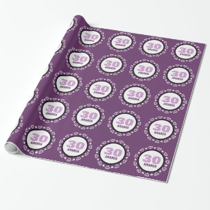 PAARS met HEARTS 30th Birthday Eigen naam V6 Cadeaupapier