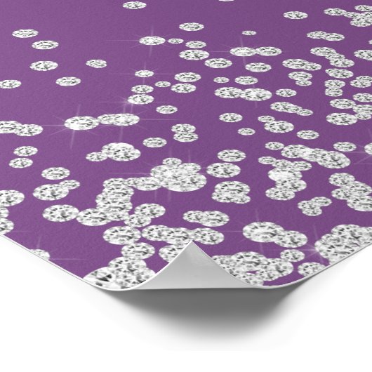 Paars met het Zilveren Glitter Weddenschap Poster (Hoek)