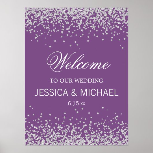 Paars met het Zilveren Glitter Weddenschap Poster (Voorkant)