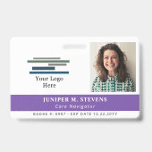 Paars met Logo & Foto Personeels-ID Badge (Voorzijde)