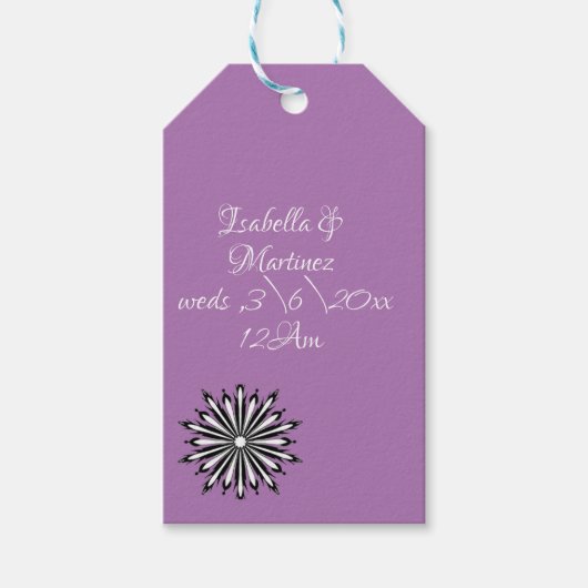 paars met mandala bloemkunst cadeaulabel (Voorkant)