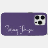 Paars met monogram Case-Mate iPhone case (Achterkant (horizontaal))