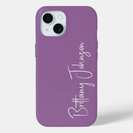 Paars met monogram iPhone 15 case