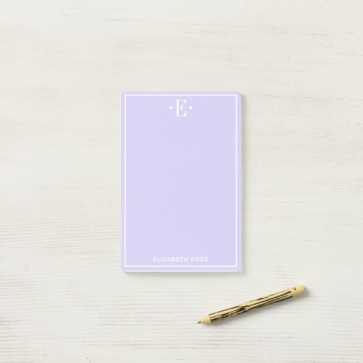 Paars met monogram post-it® notes (Op bureau)