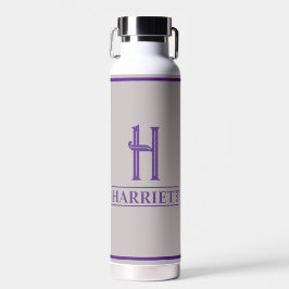 Paars met monogram waterfles