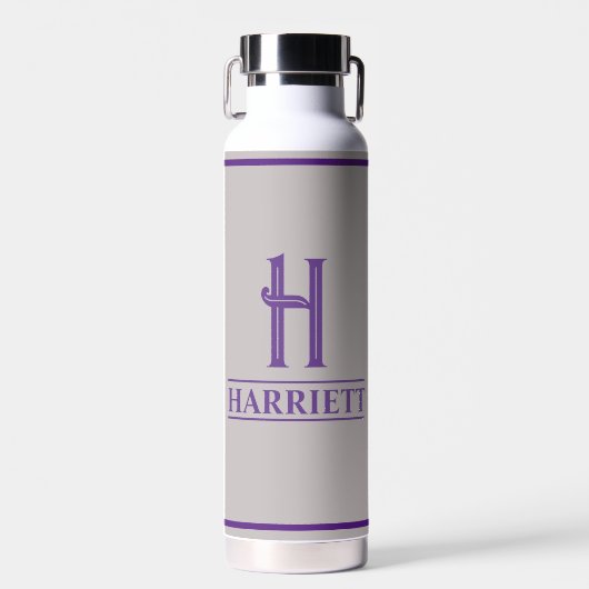 Paars met monogram waterfles (Voorkant)