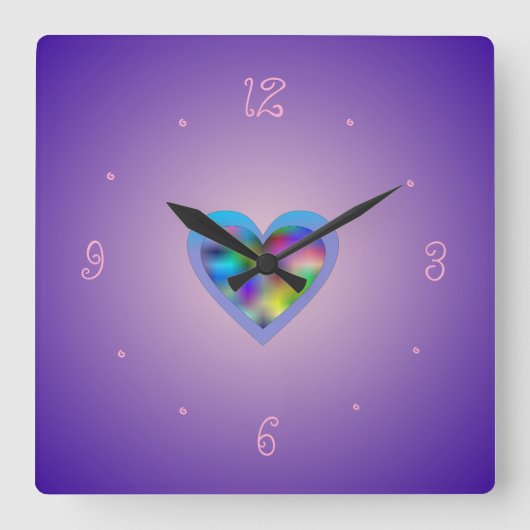 Paars met regenboogkunst> Meisjes wandklokken (Voorkant)