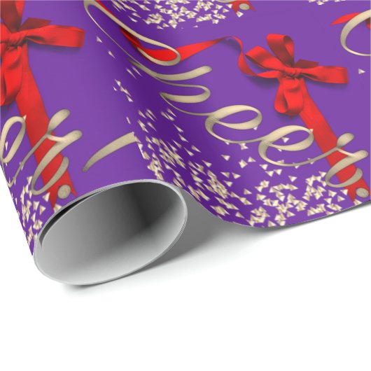 Paars met rode kerst cadeaupapier (Rol Hoek)