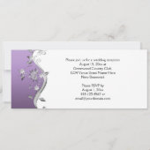 Paars met sierlijke zilveren bloemen en krullen re kaart (Achterkant)