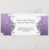 Paars met sierlijke zilveren bloemen en krullen re kaart (Voorkant / Achterkant)