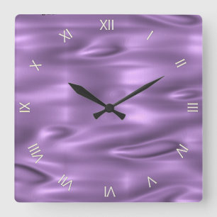 Paars met White Roman Numerals Vierkante Klok