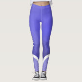 Paars met witte naam en streep modern leggings (Voorkant)