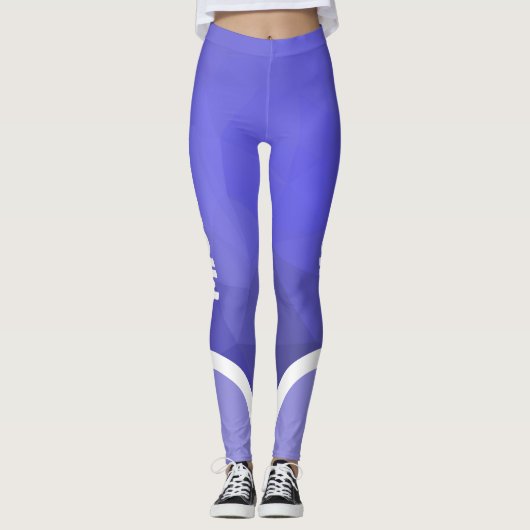 Paars met witte naam en streep modern leggings (Voorkant)