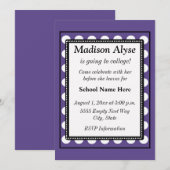 Paars met witte Stippen van af naar college uitnod Kaart (Voorkant / Achterkant)