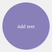 Paars met witte tekstsjabloon ronde sticker (Voorkant)