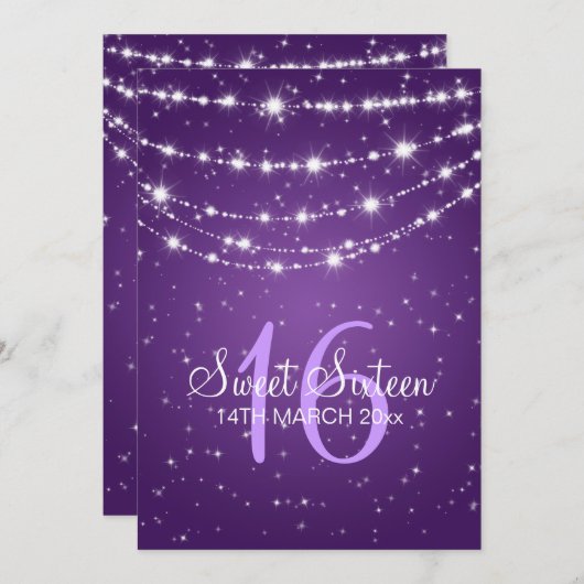 Paars met zestien partijen mousserende keten kaart (Voorkant / Achterkant)