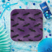 PAARS MET ZWARTE HALLOWEEN BATTEN PAPIEREN BORDJE (Feest)