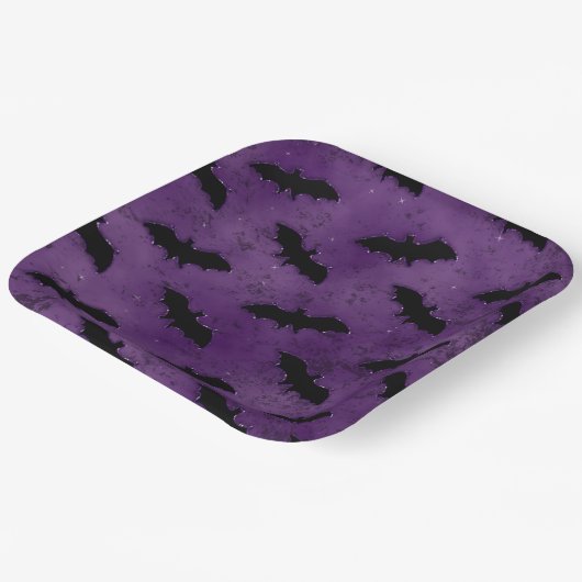 PAARS MET ZWARTE HALLOWEEN BATTEN PAPIEREN BORDJE (Gebogen)