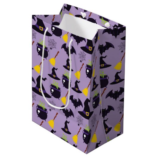 PAARS MET ZWARTE HALLOWEEN PETTEN BROOMS BATTEN MEDIUM CADEAUZAKJE (Voorkant Gekanteld)
