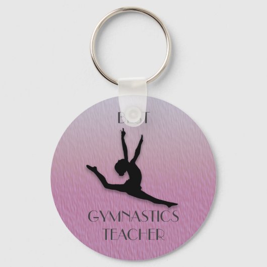 Paars met zwarte Silhouette Gymnastics Teacher Gif Sleutelhanger (Voorkant)