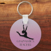 Paars met zwarte Silhouette Gymnastics Teacher Gif Sleutelhanger (Voorkant)