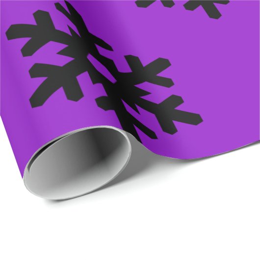 Paars met zwarte sneeuwvlokken cadeaupapier (Rol Hoek)