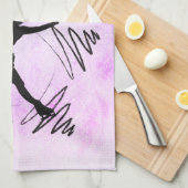 Paars met zwarte  snuffeldoek theedoek (Quarter Fold)