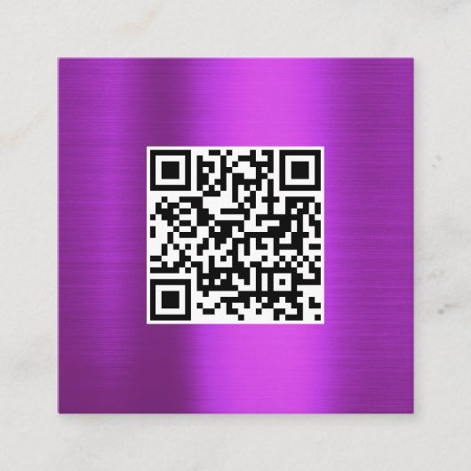 Paars metaal QR Code Business Logo Visitekaartje (Voorkant)