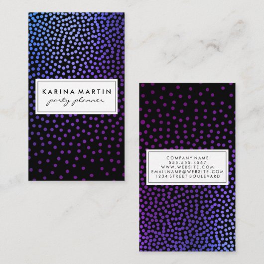 Paars metallisch gevlochten patroon visitekaartje (Voorkant / Achterkant)