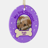 Paars Mijn eerste kerstfoto op naam Dog Keramisch Ornament (Rechts)