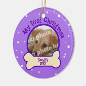 Paars Mijn eerste kerstfoto op naam Dog Keramisch Ornament (Links)