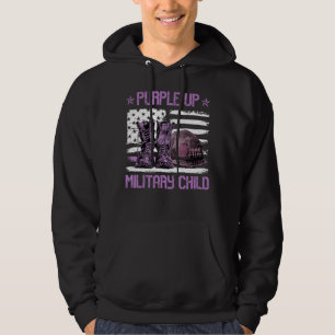 Paars militair kind Kinder maand Amerikaanse vlag Hoodie