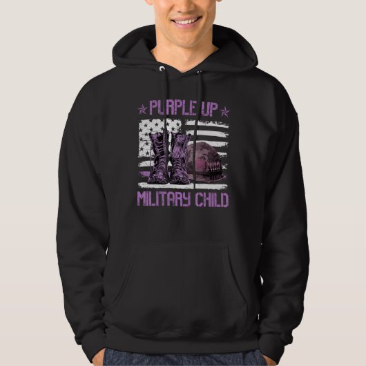 Paars militair kind Kinder maand Amerikaanse vlag Hoodie (Voorkant)