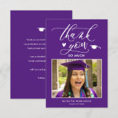 Paars minimalistisch foto-Afstuderen - Hartelijk d Kaart (Voorkant / Achterkant)